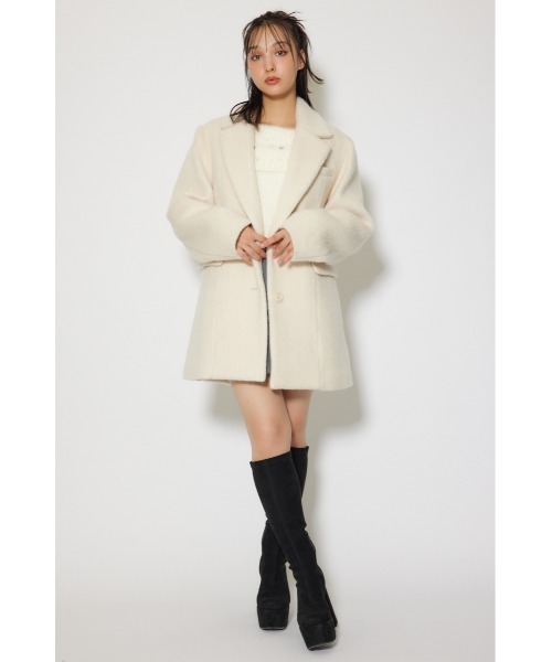 rienda（リエンダ）の「シングルシャギーテーラードジャケットコート 秋服 冬服（テーラードジャケット・レディース・グレー/ホワイト/マルチ・MEDIUM/SMALL）」の8枚目の写真