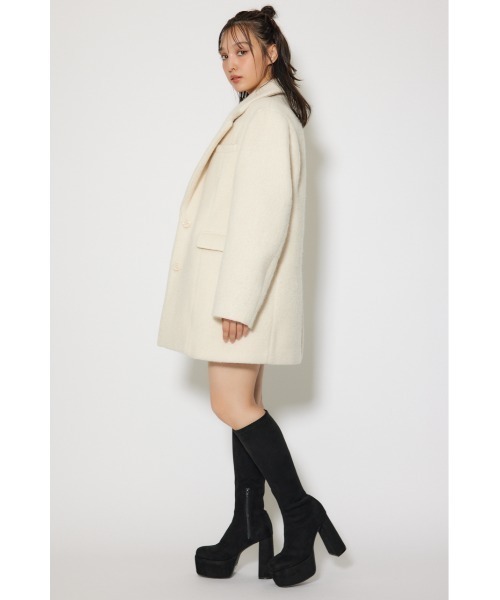 rienda（リエンダ）の「シングルシャギーテーラードジャケットコート 秋服 冬服（テーラードジャケット・レディース・グレー/ホワイト/マルチ・MEDIUM/SMALL）」の9枚目の写真