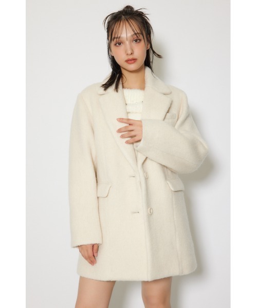 rienda（リエンダ）の「シングルシャギーテーラードジャケットコート 秋服 冬服（テーラードジャケット・レディース・グレー/ホワイト/マルチ・MEDIUM/SMALL）」の10枚目の写真