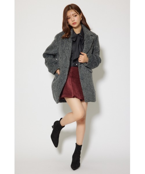 rienda（リエンダ）の「シングルシャギーテーラードジャケットコート 秋服 冬服（テーラードジャケット・レディース・グレー/ホワイト/マルチ・MEDIUM/SMALL）」の19枚目の写真