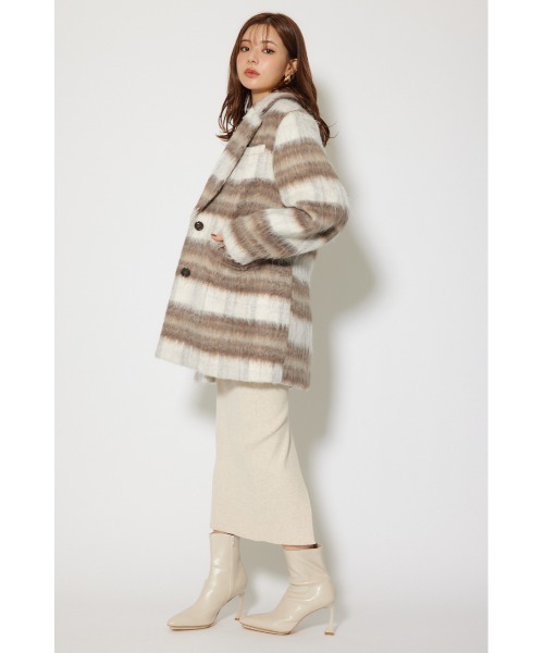 rienda（リエンダ）の「シングルシャギーテーラードジャケットコート 秋服 冬服（テーラードジャケット・レディース・グレー/ホワイト/マルチ・MEDIUM/SMALL）」の6枚目の写真