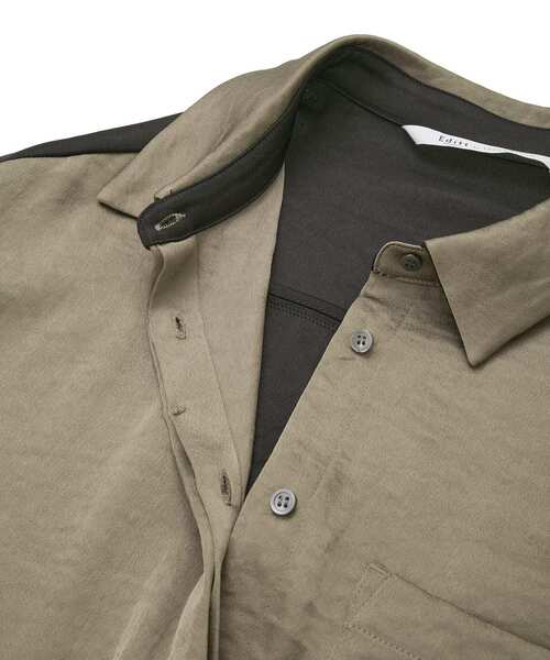 Editt by YECCA VECCA（エディットバイイェッカヴェッカ）の「ヴィンテージサテンシャツワンピース（シャツワンピース・レディース・ネイビー/ライトベージュ/カーキ・FREE）」の21枚目の写真