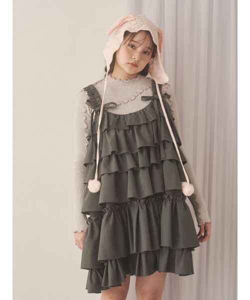 merry jenny（メリージェニー）の「animal lace knit cap（ニットキャップ/ビーニー・レディース・オフホワイト/ライトグレー/ピンク・FREE）」の13枚目の写真