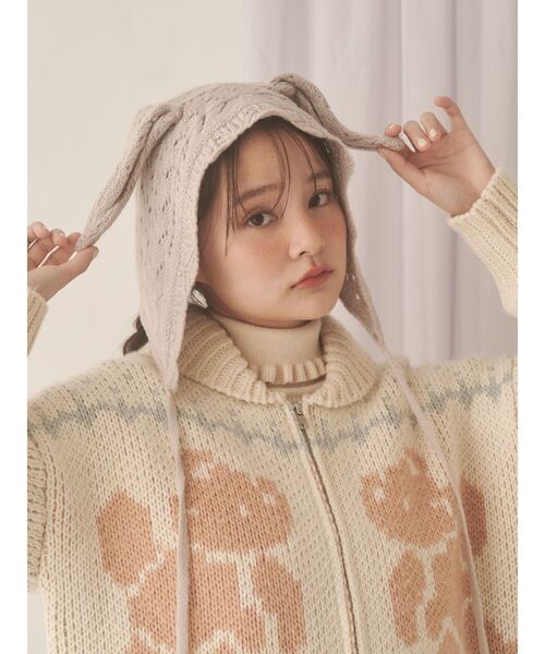 animal lace knit cap（ニットキャップ/ビーニー）｜merry jenny