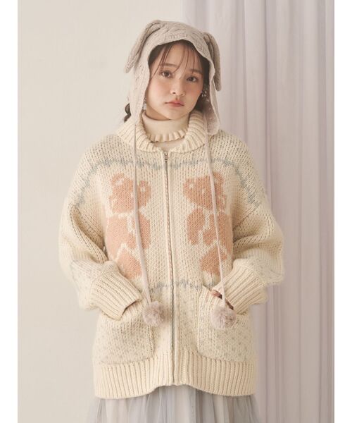 merry jenny（メリージェニー）の「animal lace knit cap（ニットキャップ/ビーニー・レディース・オフホワイト/ライトグレー/ピンク・FREE）」の18枚目の写真