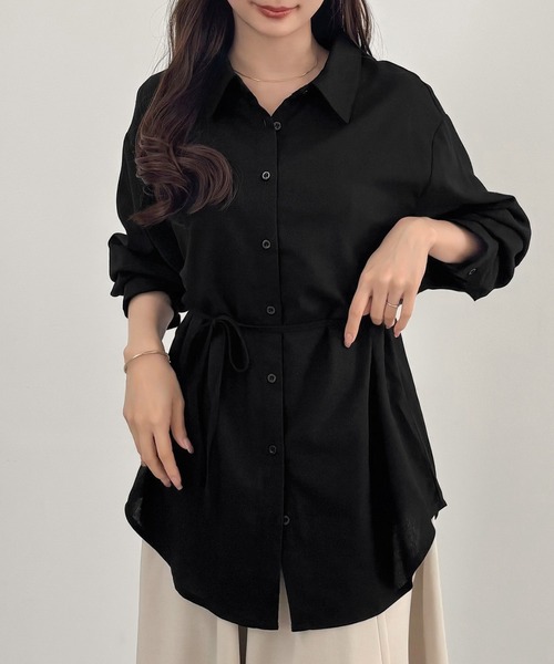 CENEA(セネア)の「ベルト付きリネン混シャツ(シャツ/ブラウス・レディース・ブラック/ライトブルー/アイボリー・SMALL/MEDIUM/LARGE)」の18枚目の写真