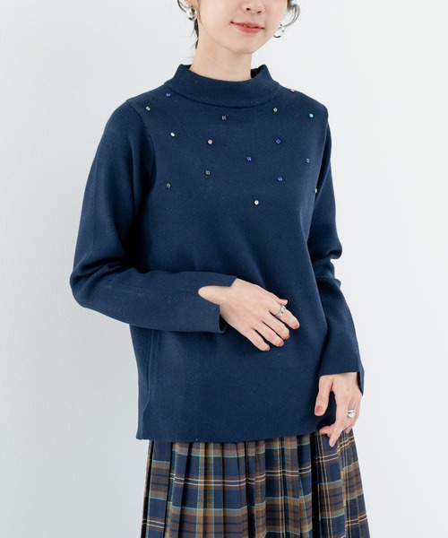 ANNA LUNA(アンナルナ)の「【ANNA LUNA】上品にきらめく 大人の ビジュー ニット(ニット/セーター・レディース・ネイビー/グレー/オフホワイト・MEDIUM)」の7枚目の写真