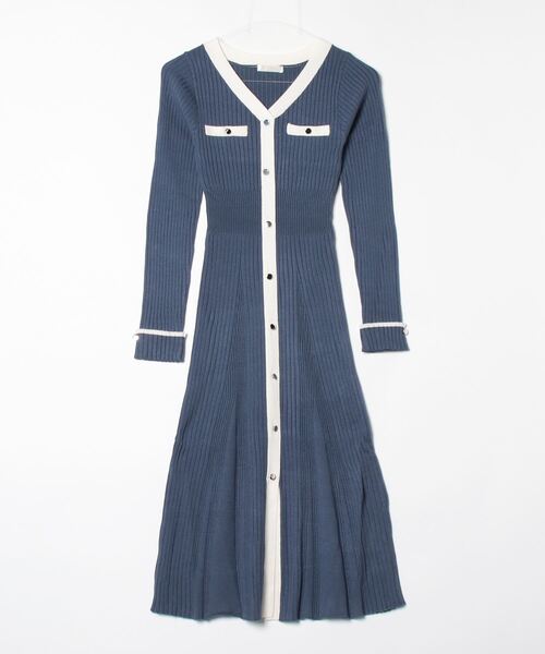 セール】Vネック配色ニットワンピース（ワンピース）｜ASTORIA ODIER