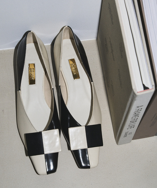 ルタロン（LE TALON）/GRISE2．5cmナロースクエアカラーブロックフラット GRISE2.5cmナロースクエアカラーブロックフラット（その他シューズ