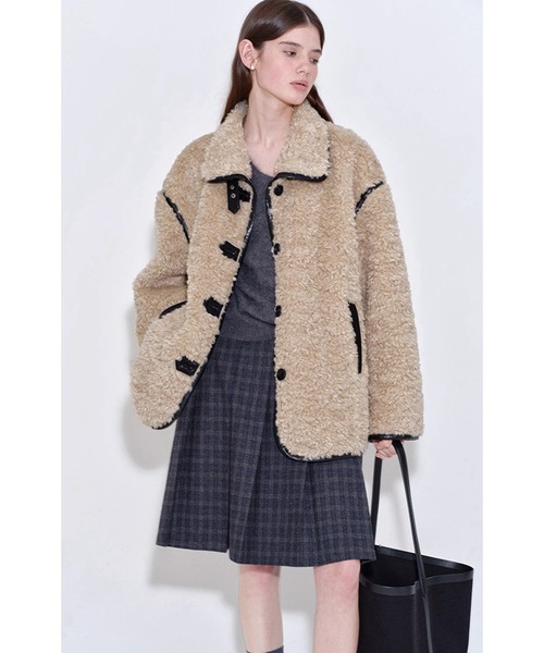 合皮パイピング プードルフェイクファーコート FQ25W154【Fano Studios