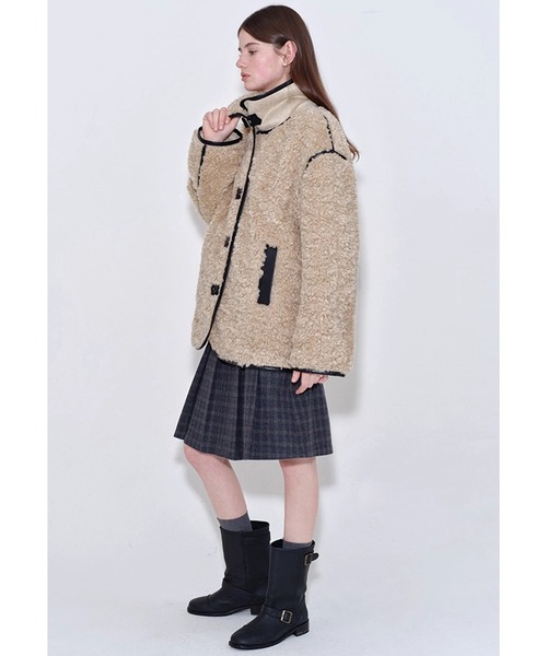 合皮パイピング プードルフェイクファーコート FQ25W154【Fano Studios