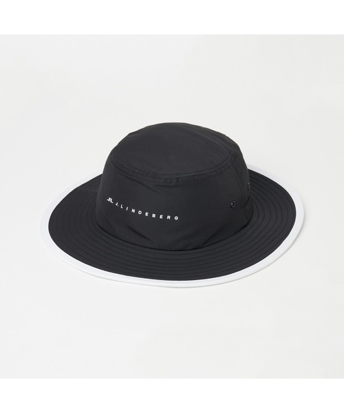 値下げ！J.LINDEBERG ブラック バケットハット 新品タグ付き セール】【J.LINDEBERG/GOLF】ラバープリントバケットハット（ハット