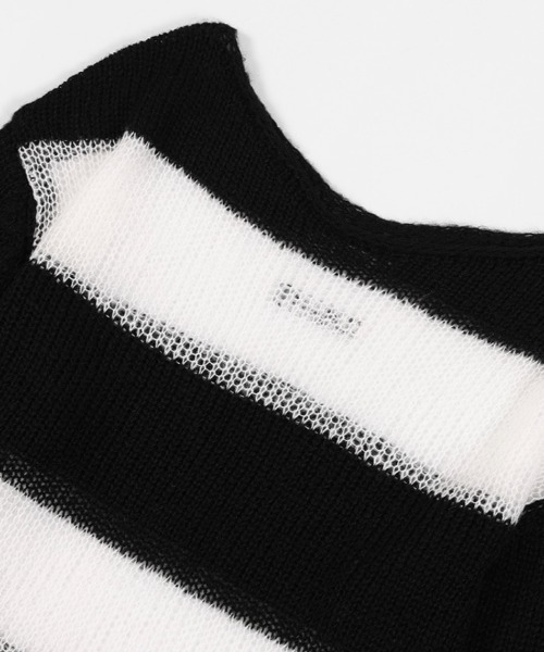 FANCY CLUB（ファンシークラブ）の「【日本未発売/WEB限定】FANCY CLUB(ファンシークラブ)/シースルー ヘイリー ストライプ オーバーサイズ ニット/HAILEY STRIPE KNIT（ニット/セーター・レディース・ブラック/ブラウン・FREE）」の20枚目の写真