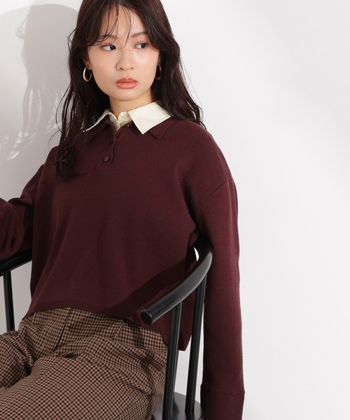 N.（N. Natural Beauty Basic）（エヌエヌナチュラルビューティーベーシック）の「シャツレイヤードニットⅡ（ニット/セーター・レディース・グレー/ネイビー/ブラウン・MEDIUM）」の11枚目の写真