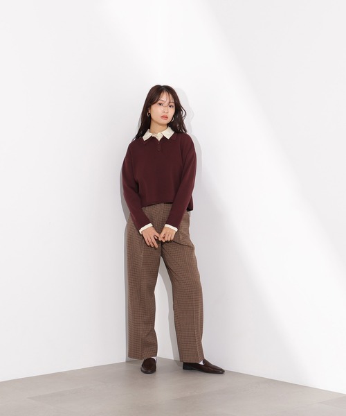 N.（N. Natural Beauty Basic）（エヌエヌナチュラルビューティーベーシック）の「シャツレイヤードニットⅡ（ニット/セーター・レディース・グレー/ネイビー/ブラウン・MEDIUM）」の13枚目の写真