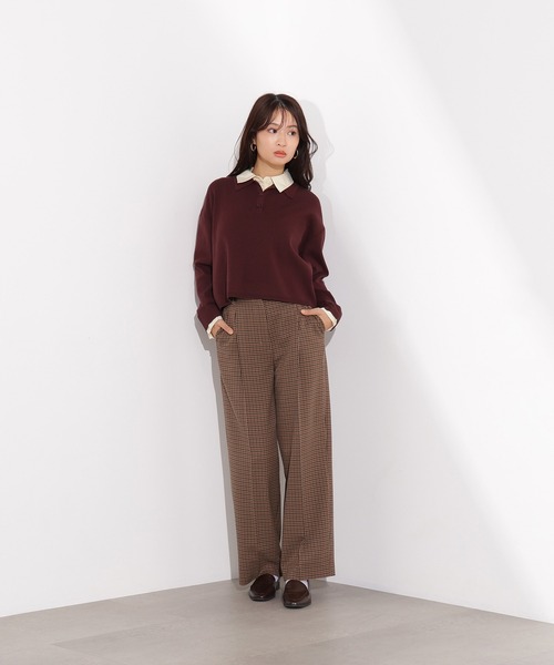 N.（N. Natural Beauty Basic）（エヌエヌナチュラルビューティーベーシック）の「シャツレイヤードニットⅡ（ニット/セーター・レディース・グレー/ネイビー/ブラウン・MEDIUM）」の15枚目の写真