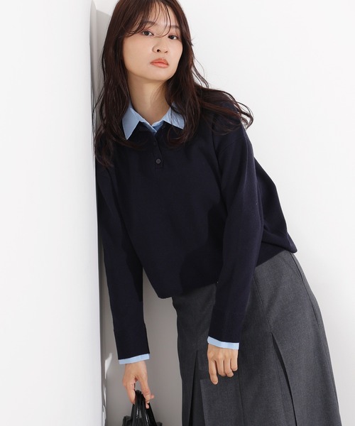 N.（N. Natural Beauty Basic）（エヌエヌナチュラルビューティーベーシック）の「シャツレイヤードニットⅡ（ニット/セーター・レディース・グレー/ネイビー/ブラウン・MEDIUM）」の21枚目の写真