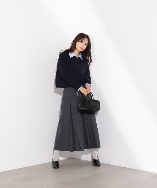 N.（N. Natural Beauty Basic）（エヌエヌナチュラルビューティーベーシック）の「シャツレイヤードニットⅡ（ニット/セーター・レディース・グレー/ネイビー/ブラウン・MEDIUM）」の22枚目の写真