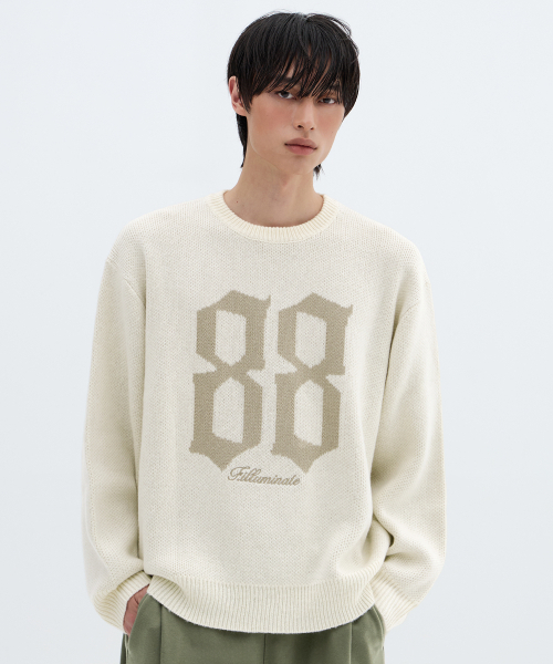 セール】88ジャガードラウンドニット-アイボリー（ニット/セーター