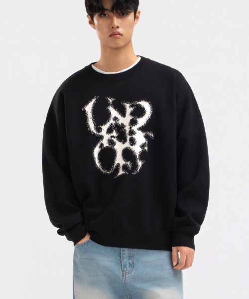 UNDEROFF(アンダーオフ)の「アンダースモークジャカードニットブラック(ニット/セーター・メンズ・ブラック・MEDIUM/LARGE/X-LARGE)」の4枚目の写真