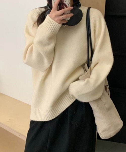 CADBURY（キャドバリー）の「ｵｰﾊﾞｰｻｲｽﾞｸﾙｰﾈｯｸﾆｯﾄﾄｯﾌﾟｽ（ニット/セーター・レディース・ブラック/ホワイト/ブルー/グリーン/オレンジ/イエロー/レッド/ピンク・FREE）」の2枚目の写真