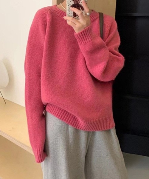 CADBURY（キャドバリー）の「ｵｰﾊﾞｰｻｲｽﾞｸﾙｰﾈｯｸﾆｯﾄﾄｯﾌﾟｽ（ニット/セーター・レディース・ブラック/ホワイト/ブルー/グリーン/オレンジ/イエロー/レッド/ピンク・FREE）」の7枚目の写真