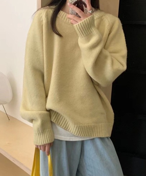 CADBURY（キャドバリー）の「ｵｰﾊﾞｰｻｲｽﾞｸﾙｰﾈｯｸﾆｯﾄﾄｯﾌﾟｽ（ニット/セーター・レディース・ブラック/ホワイト/ブルー/グリーン/オレンジ/イエロー/レッド/ピンク・FREE）」の6枚目の写真