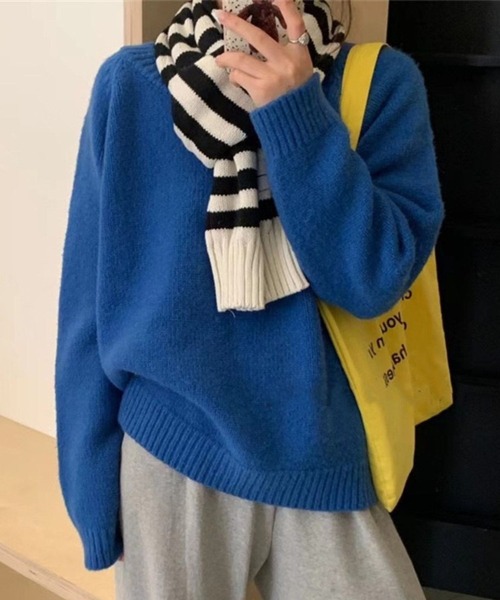 CADBURY（キャドバリー）の「ｵｰﾊﾞｰｻｲｽﾞｸﾙｰﾈｯｸﾆｯﾄﾄｯﾌﾟｽ（ニット/セーター・レディース・ブラック/ホワイト/ブルー/グリーン/オレンジ/イエロー/レッド/ピンク・FREE）」の5枚目の写真