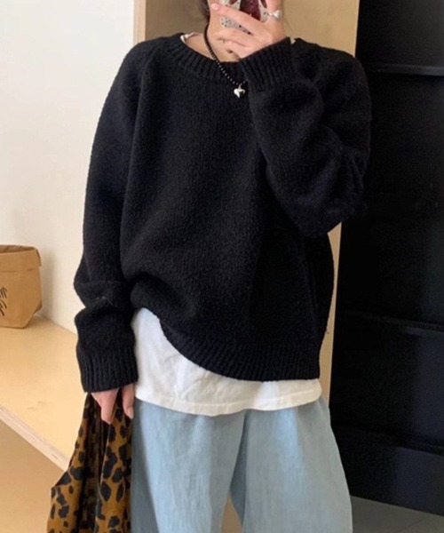 CADBURY（キャドバリー）の「ｵｰﾊﾞｰｻｲｽﾞｸﾙｰﾈｯｸﾆｯﾄﾄｯﾌﾟｽ（ニット/セーター・レディース・ブラック/ホワイト/ブルー/グリーン/オレンジ/イエロー/レッド/ピンク・FREE）」の3枚目の写真