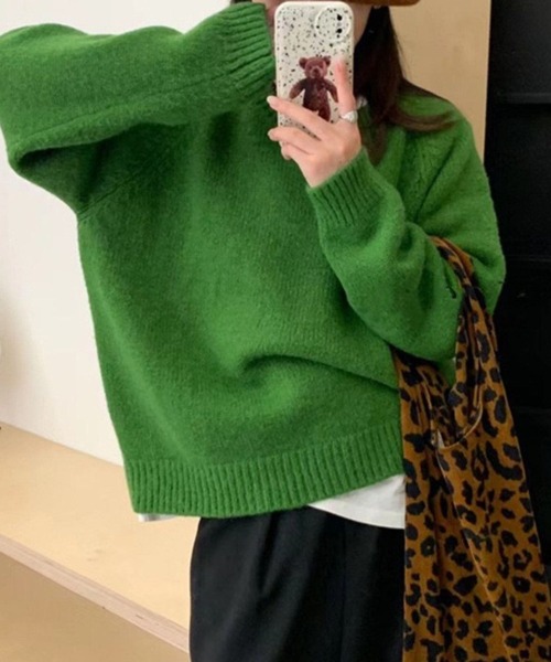 CADBURY（キャドバリー）の「ｵｰﾊﾞｰｻｲｽﾞｸﾙｰﾈｯｸﾆｯﾄﾄｯﾌﾟｽ（ニット/セーター・レディース・ブラック/ホワイト/ブルー/グリーン/オレンジ/イエロー/レッド/ピンク・FREE）」の12枚目の写真