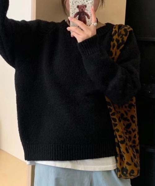 CADBURY（キャドバリー）の「ｵｰﾊﾞｰｻｲｽﾞｸﾙｰﾈｯｸﾆｯﾄﾄｯﾌﾟｽ（ニット/セーター・レディース・ブラック/ホワイト/ブルー/グリーン/オレンジ/イエロー/レッド/ピンク・FREE）」の9枚目の写真