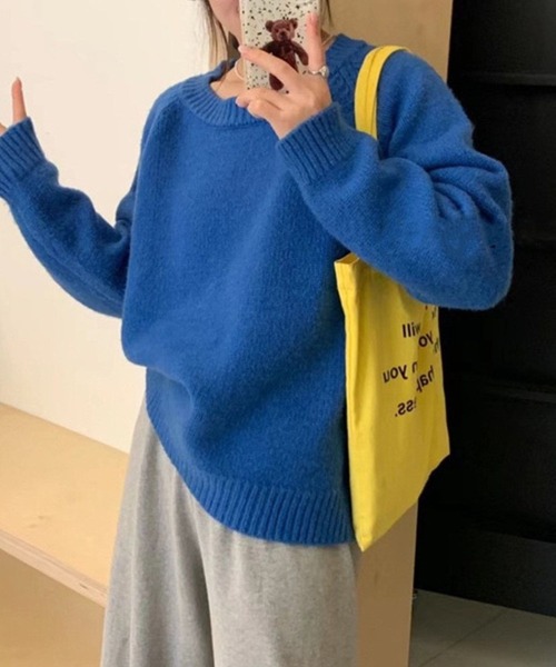 CADBURY（キャドバリー）の「ｵｰﾊﾞｰｻｲｽﾞｸﾙｰﾈｯｸﾆｯﾄﾄｯﾌﾟｽ（ニット/セーター・レディース・ブラック/ホワイト/ブルー/グリーン/オレンジ/イエロー/レッド/ピンク・FREE）」の10枚目の写真