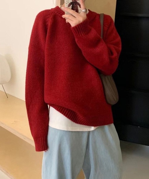 CADBURY（キャドバリー）の「ｵｰﾊﾞｰｻｲｽﾞｸﾙｰﾈｯｸﾆｯﾄﾄｯﾌﾟｽ（ニット/セーター・レディース・ブラック/ホワイト/ブルー/グリーン/オレンジ/イエロー/レッド/ピンク・FREE）」の15枚目の写真