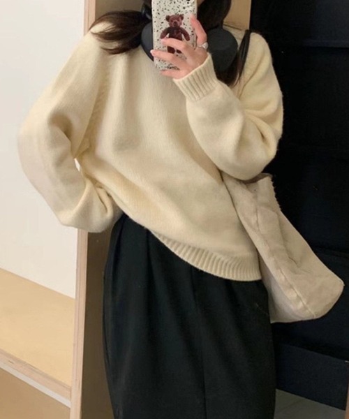 CADBURY（キャドバリー）の「ｵｰﾊﾞｰｻｲｽﾞｸﾙｰﾈｯｸﾆｯﾄﾄｯﾌﾟｽ（ニット/セーター・レディース・ブラック/ホワイト/ブルー/グリーン/オレンジ/イエロー/レッド/ピンク・FREE）」の17枚目の写真