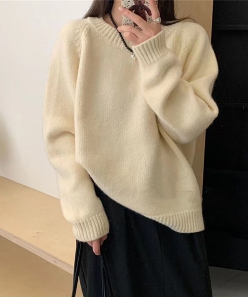 CADBURY（キャドバリー）の「ｵｰﾊﾞｰｻｲｽﾞｸﾙｰﾈｯｸﾆｯﾄﾄｯﾌﾟｽ（ニット/セーター・レディース・ブラック/ホワイト/ブルー/グリーン/オレンジ/イエロー/レッド/ピンク・FREE）」の18枚目の写真