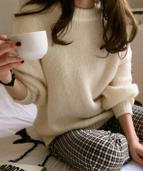 CADBURY（キャドバリー）の「ｵｰﾊﾞｰｻｲｽﾞｸﾙｰﾈｯｸﾆｯﾄﾄｯﾌﾟｽ（ニット/セーター・レディース・ブラック/ホワイト/ブルー/グリーン/オレンジ/イエロー/レッド/ピンク・FREE）」の16枚目の写真