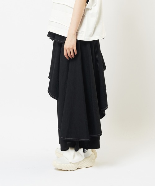 gomme（ゴム）の「レイヤードデニムスカート（デニムスカート・レディース・ブラック/インディゴブルー・MEDIUM）」の3枚目の写真