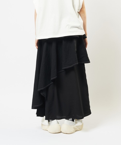 gomme（ゴム）の「レイヤードデニムスカート（デニムスカート・レディース・ブラック/インディゴブルー・MEDIUM）」の4枚目の写真