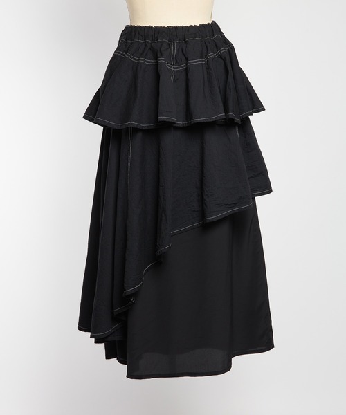 gomme（ゴム）の「レイヤードデニムスカート（デニムスカート・レディース・ブラック/インディゴブルー・MEDIUM）」の8枚目の写真