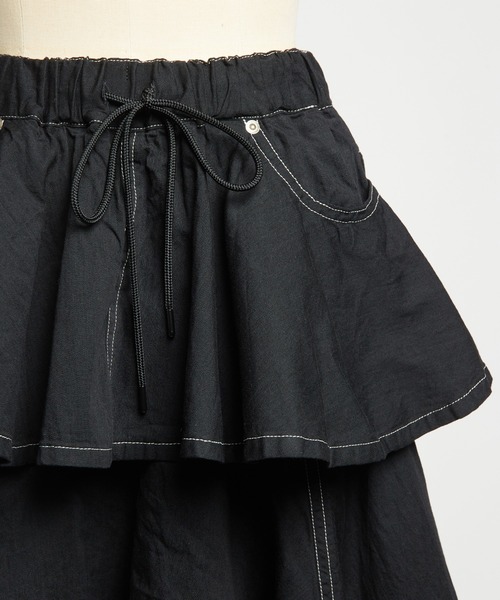 gomme（ゴム）の「レイヤードデニムスカート（デニムスカート・レディース・ブラック/インディゴブルー・MEDIUM）」の10枚目の写真