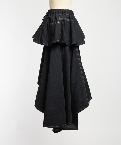 gomme（ゴム）の「レイヤードデニムスカート（デニムスカート・レディース・ブラック/インディゴブルー・MEDIUM）」の7枚目の写真