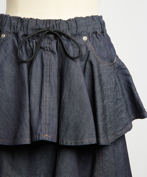gomme（ゴム）の「レイヤードデニムスカート（デニムスカート・レディース・ブラック/インディゴブルー・MEDIUM）」の17枚目の写真