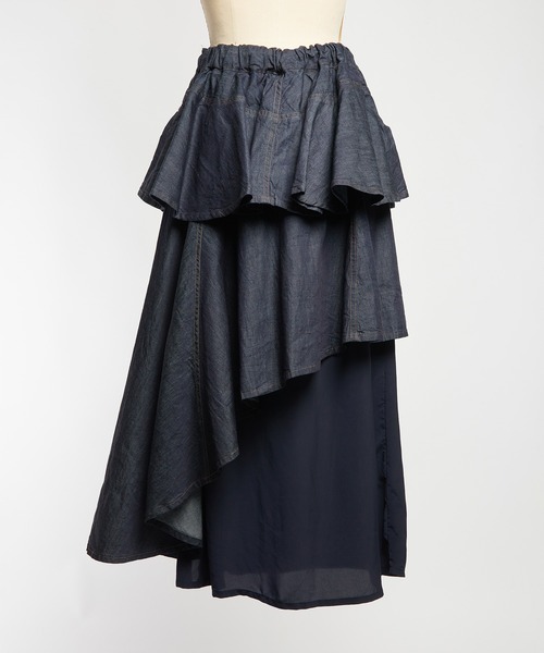 gomme（ゴム）の「レイヤードデニムスカート（デニムスカート・レディース・ブラック/インディゴブルー・MEDIUM）」の16枚目の写真