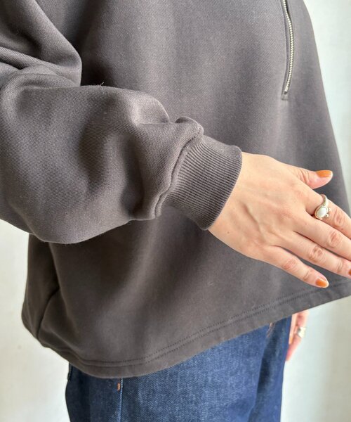 セール】裏起毛ドロストハーフジッププルオーバー（Tシャツ/カットソー