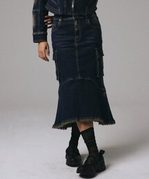 HUMP RIDER DEINM SKIRT MID BLUE
