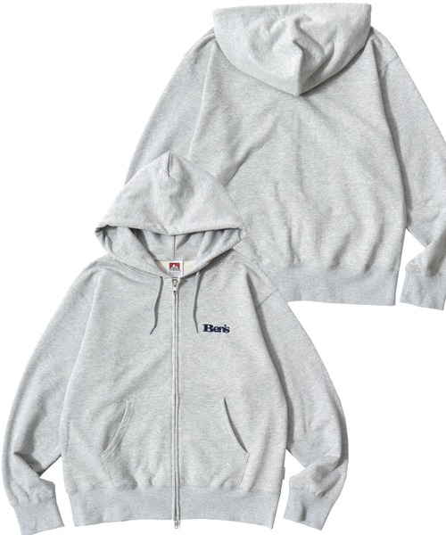 BEN DAVIS(ベンデイビス)の「BEN DAVIS/ベンデイビス 70's FIT ZIP HOODIE/レギュラーフィット 裏毛 ロゴ ワンポイント刺繍 短丈 スウェット ジップアップパーカー フーディー/レディース メンズ(パーカー・メンズ・ネイビー/ブラック/グレー・M/XL/L)」の3枚目の写真