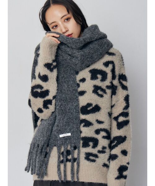 MURUA（ムルーア）の「ウールライクフリンジマフラー（マフラー・レディース・グレー・FREE）」の3枚目の写真