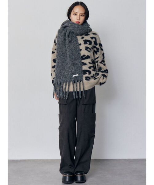 MURUA（ムルーア）の「ウールライクフリンジマフラー（マフラー・レディース・グレー・FREE）」の4枚目の写真