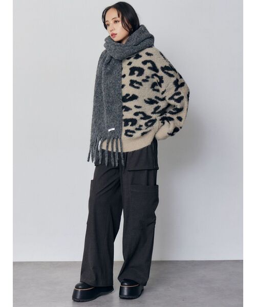 MURUA（ムルーア）の「ウールライクフリンジマフラー（マフラー・レディース・グレー・FREE）」の5枚目の写真