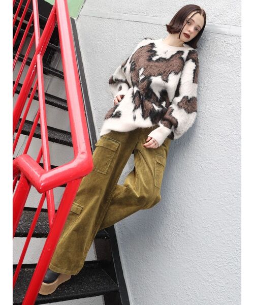 EVRIS（エヴリス）の「コーデュロイワークパンツ（その他パンツ・レディース・グリーン/ベージュ・SMALL/MEDIUM）」の6枚目の写真